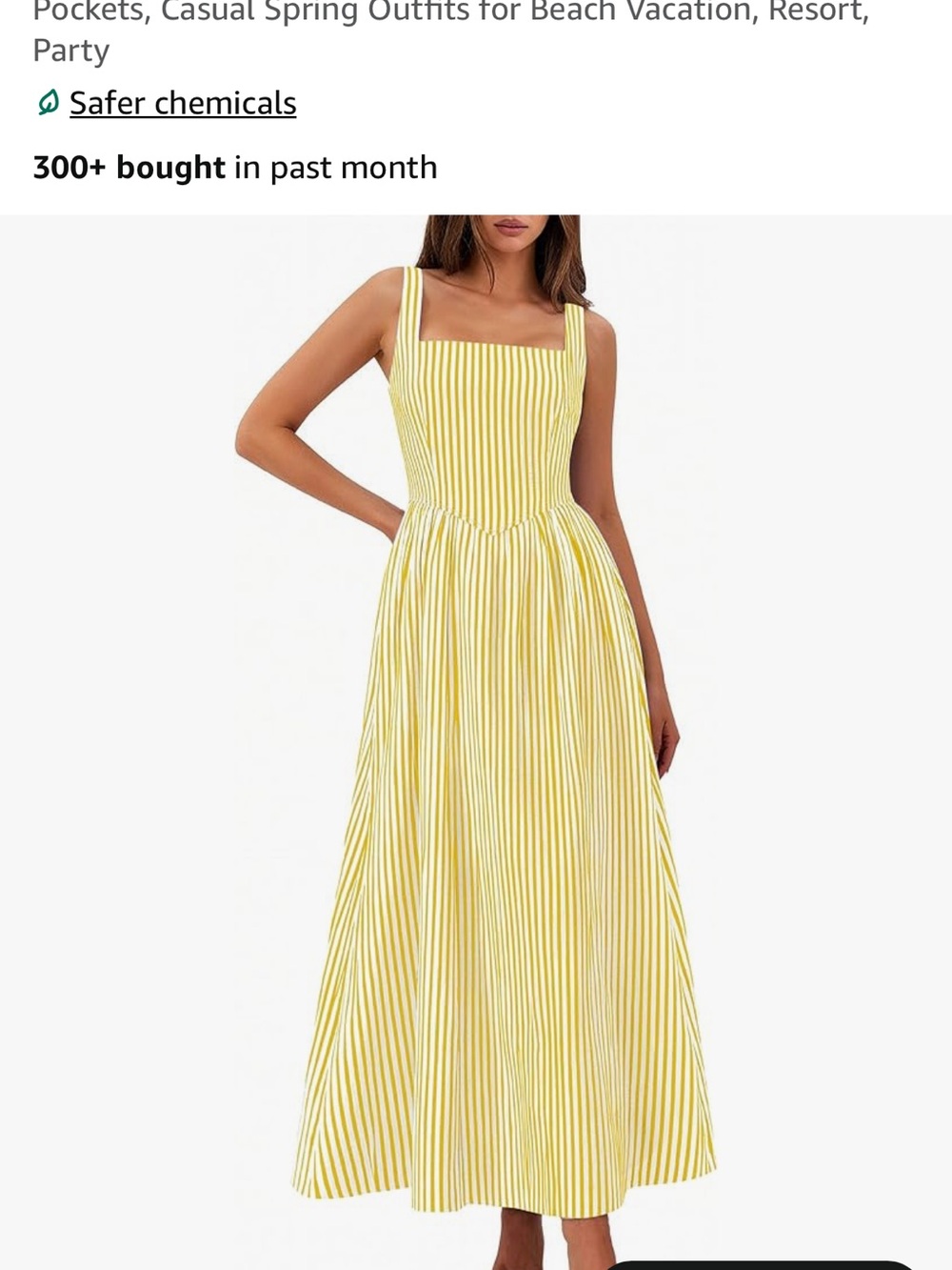 Yellow Striped Square-Neck Maxi Dress